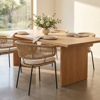 Ricky Dining Chair in Iron and Braided Rope