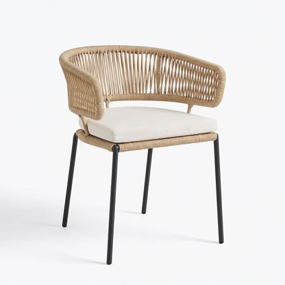 Ricky Dining Chair in Iron and Braided Rope