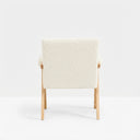 Eddie Dining Chair with Armrests in Wood and Bouclé Fabric