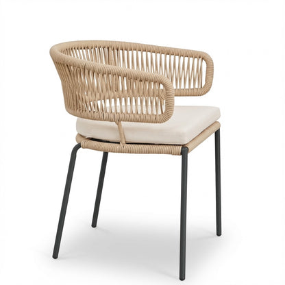 Ricky Dining Chair in Iron and Braided Rope