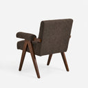 Eddie Dining Chair with Armrests in Wood and Bouclé Fabric