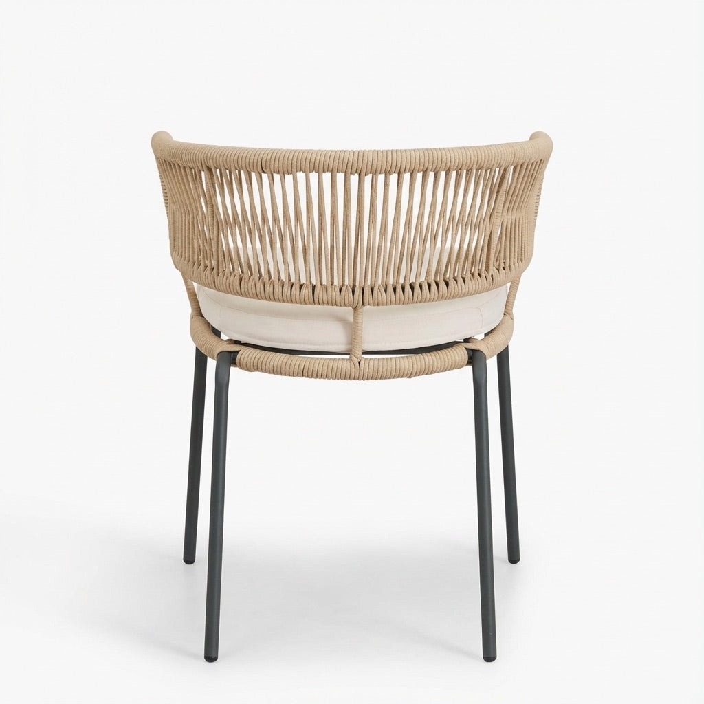 Ricky Dining Chair in Iron and Braided Rope