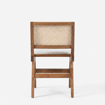 Zev Solid Wood and Rattan Upholstered Dining Chair