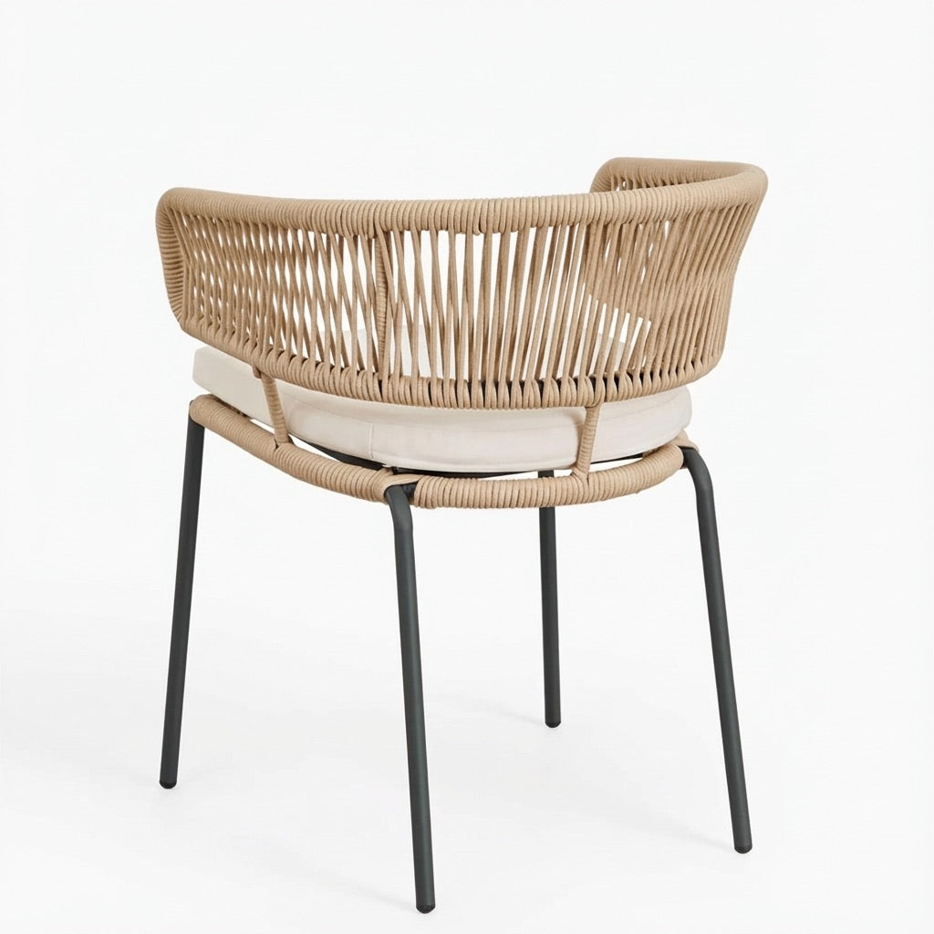 Ricky Dining Chair in Iron and Braided Rope