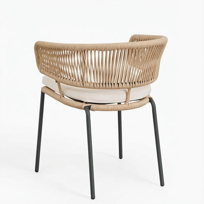 Ricky Dining Chair in Iron and Braided Rope