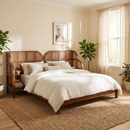 Langston Rattan Nightstand Bed
