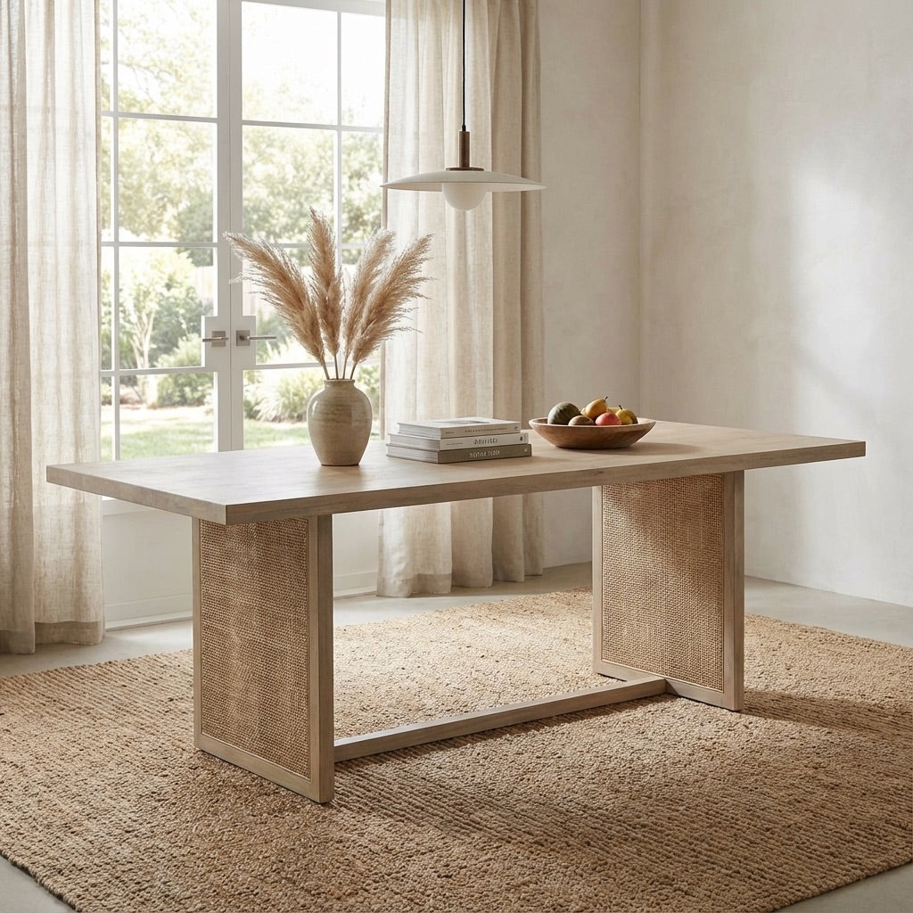 Dennis Woven Rectangle 6 Seater Dining Table