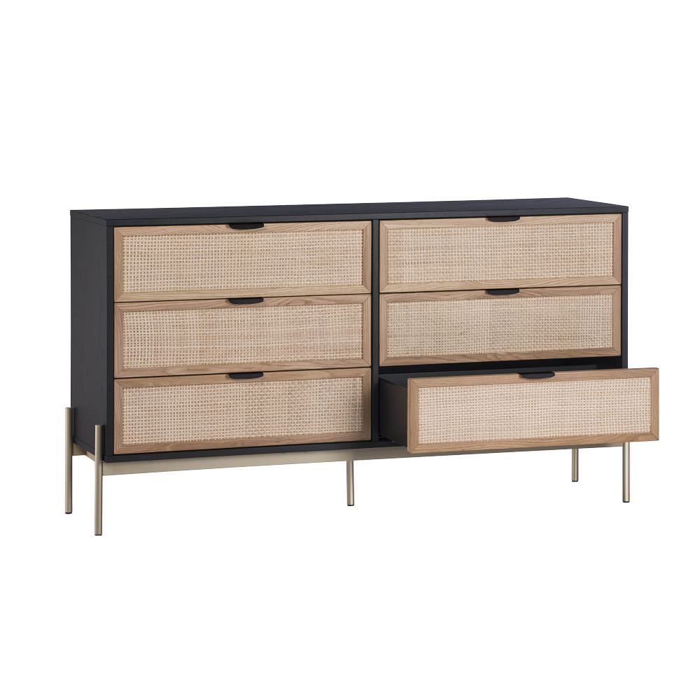Jamir Rattan & Wood 6-Drawer Dresser