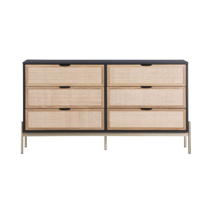 Jamir Rattan & Wood 6-Drawer Dresser