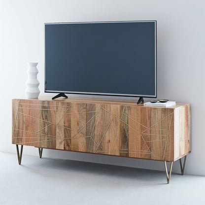 Ambrose Brass Geo Inlay Media Console
