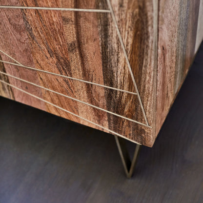 Ambrose Brass Geo Inlay Media Console