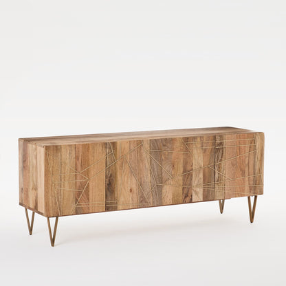 Ambrose Brass Geo Inlay Media Console