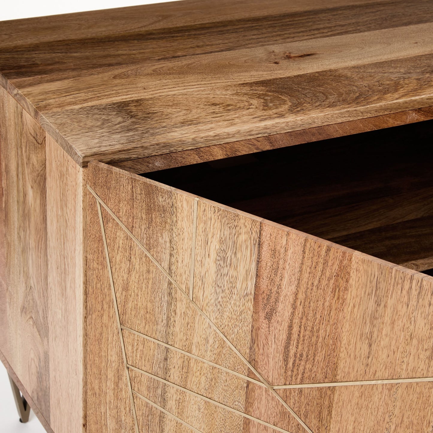 Ambrose Brass Geo Inlay Media Console