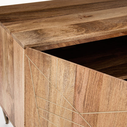 Ambrose Brass Geo Inlay Media Console