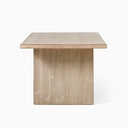 Front view of the Nixon Rosa Plank 6 Seater Dining Table highlighting its clean rectangular silhouette and sturdy wood supports.