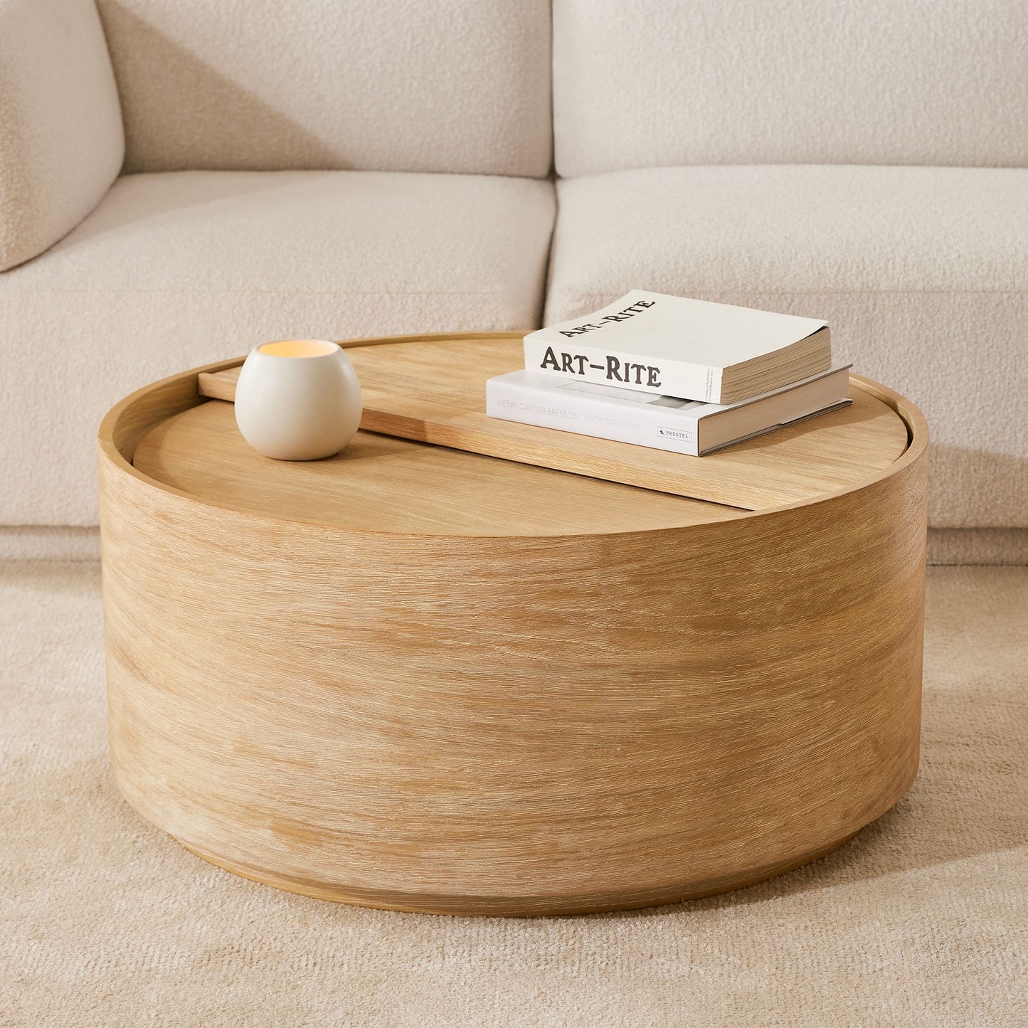 Amos Round Storage Drum Coffee Table