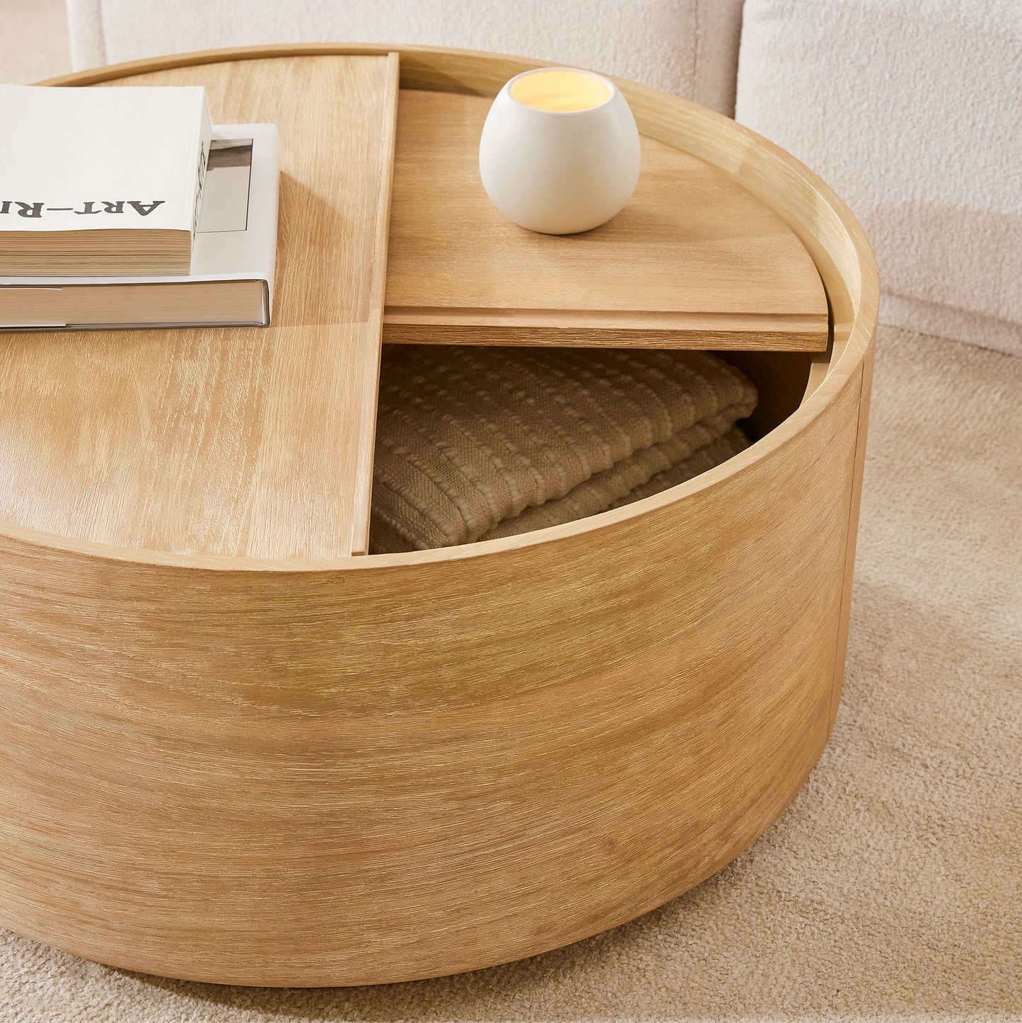 Amos Round Storage Drum Coffee Table