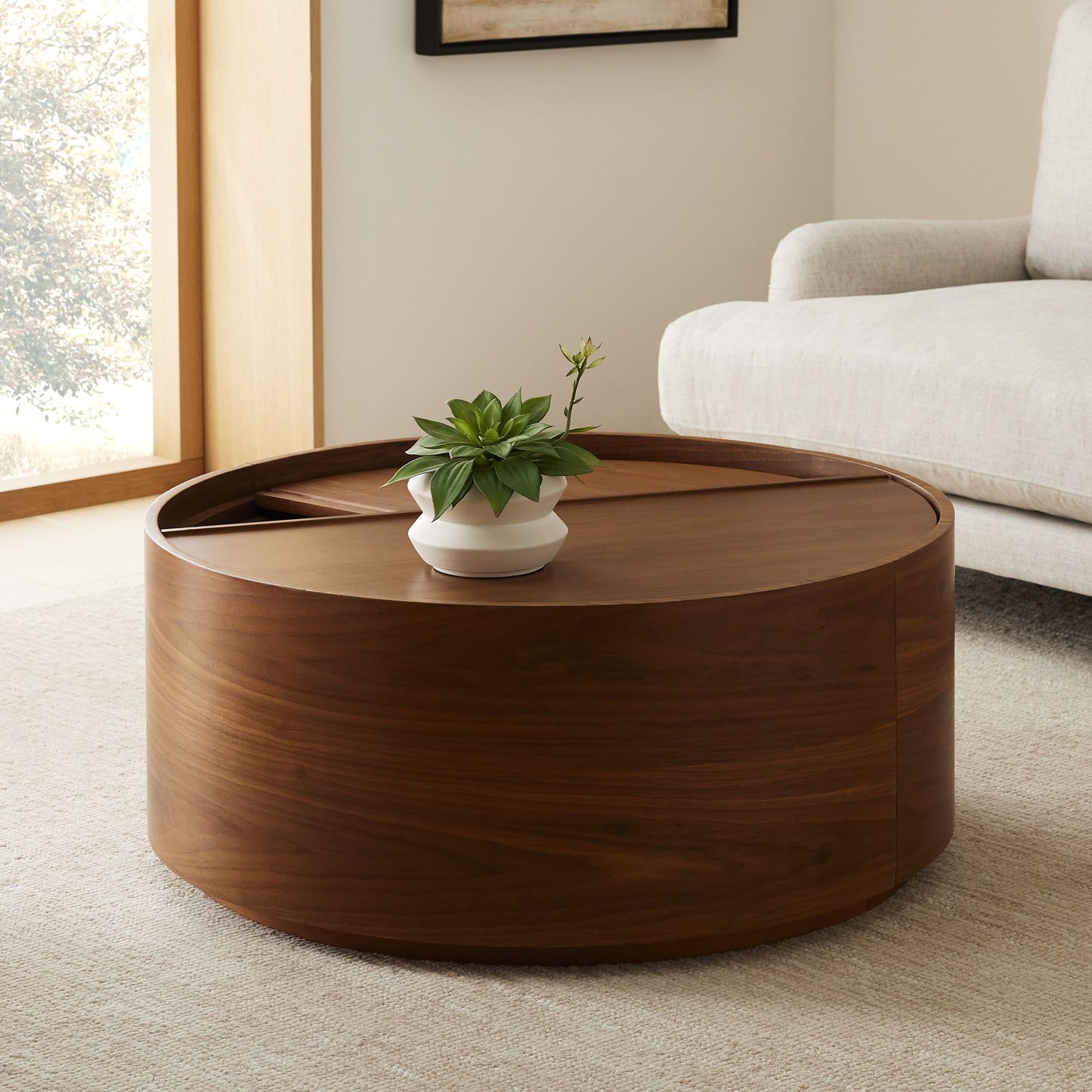 Amos Round Storage Drum Coffee Table