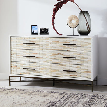 Benson Wood Tiled 6-Drawer Dresser